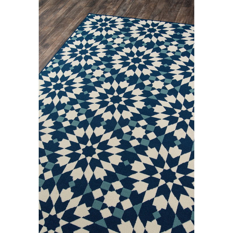 Wrought Studio Imogene Geometric Navy Indoor / Outdoor Area Rug